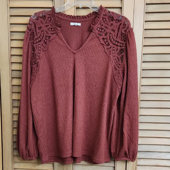 Maurices Lace Accent Lightweight Sweater Blouse - Picture 6 of 10
